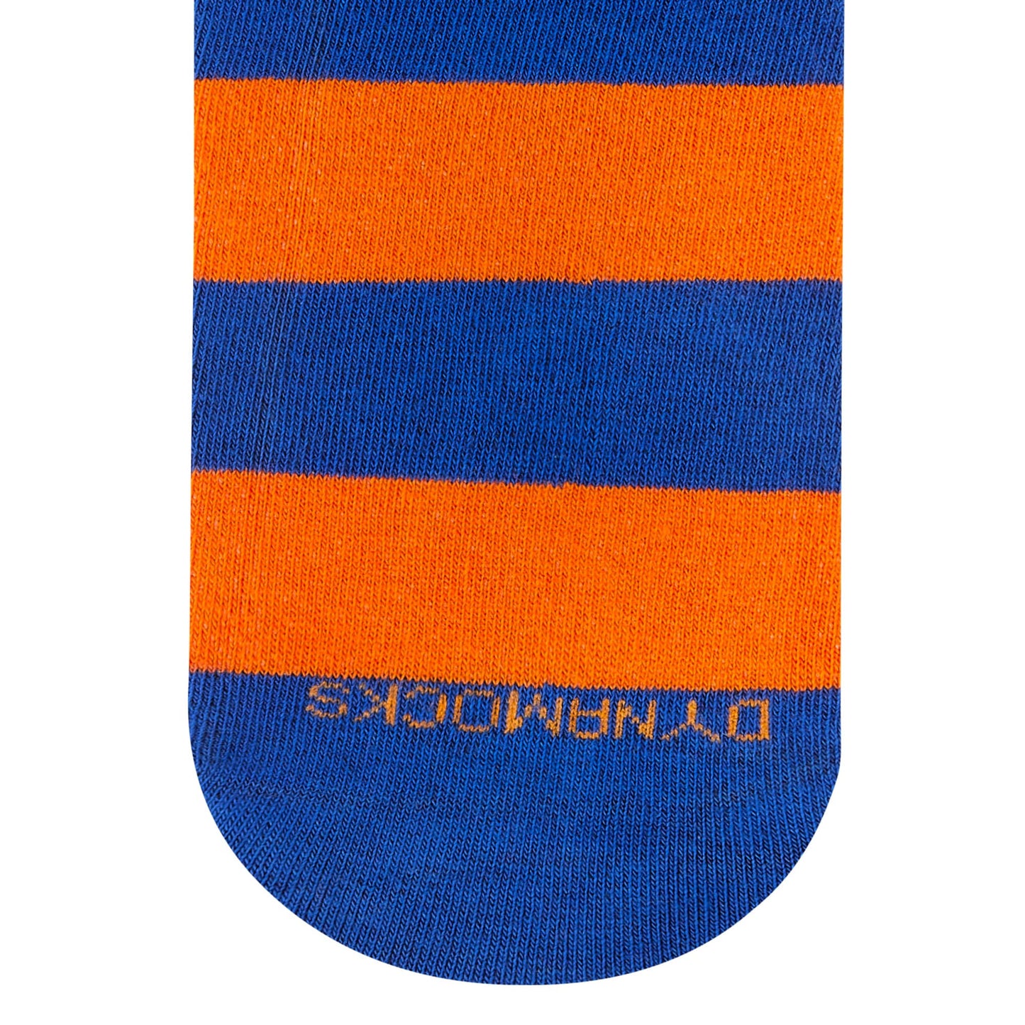 Bold Stripes Blue and Orange crew length socks for men and women — Dynamocks - CLoseup