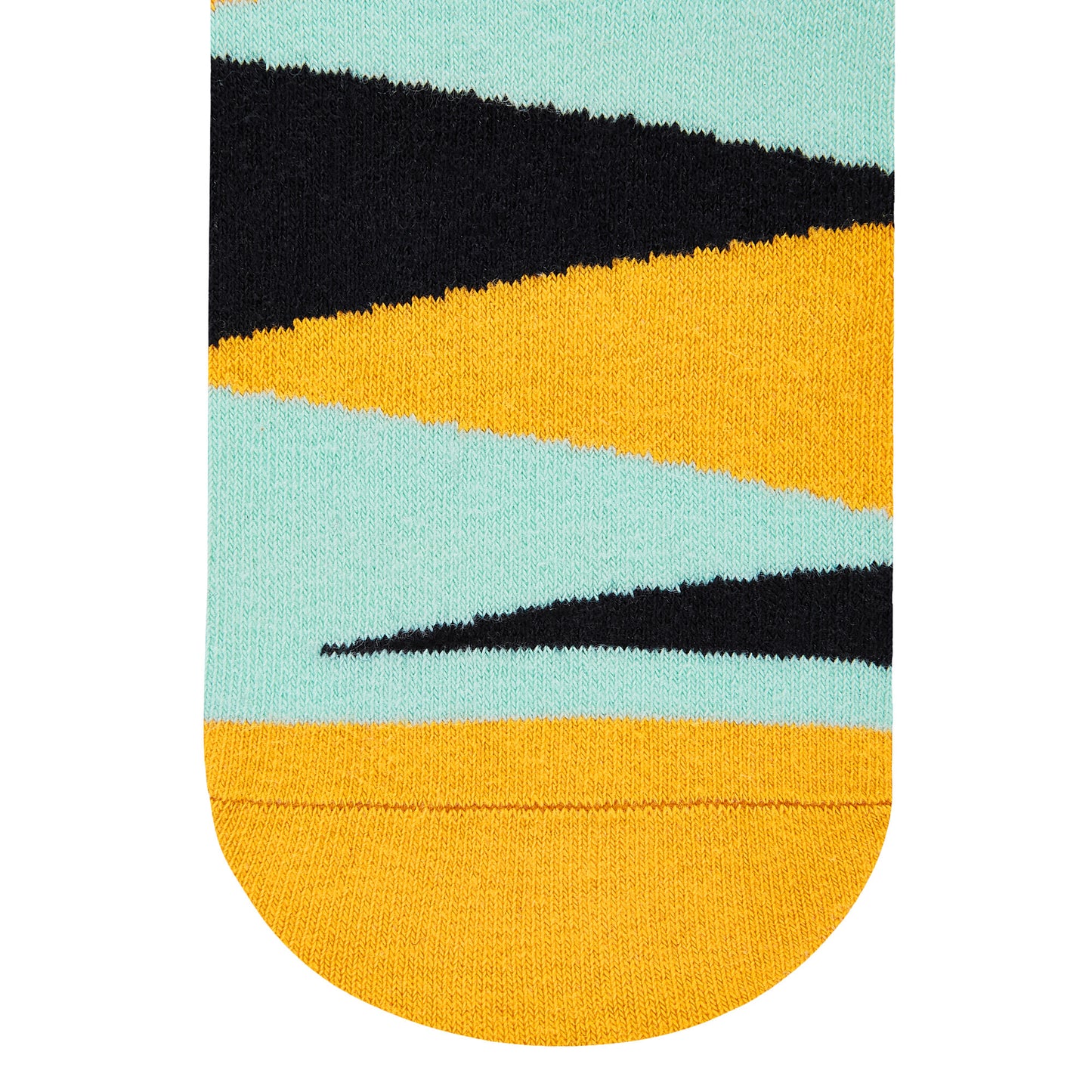 Hunk striped crew socks for men and women marigold mint and black bold bands – Dynamocks - Closeup