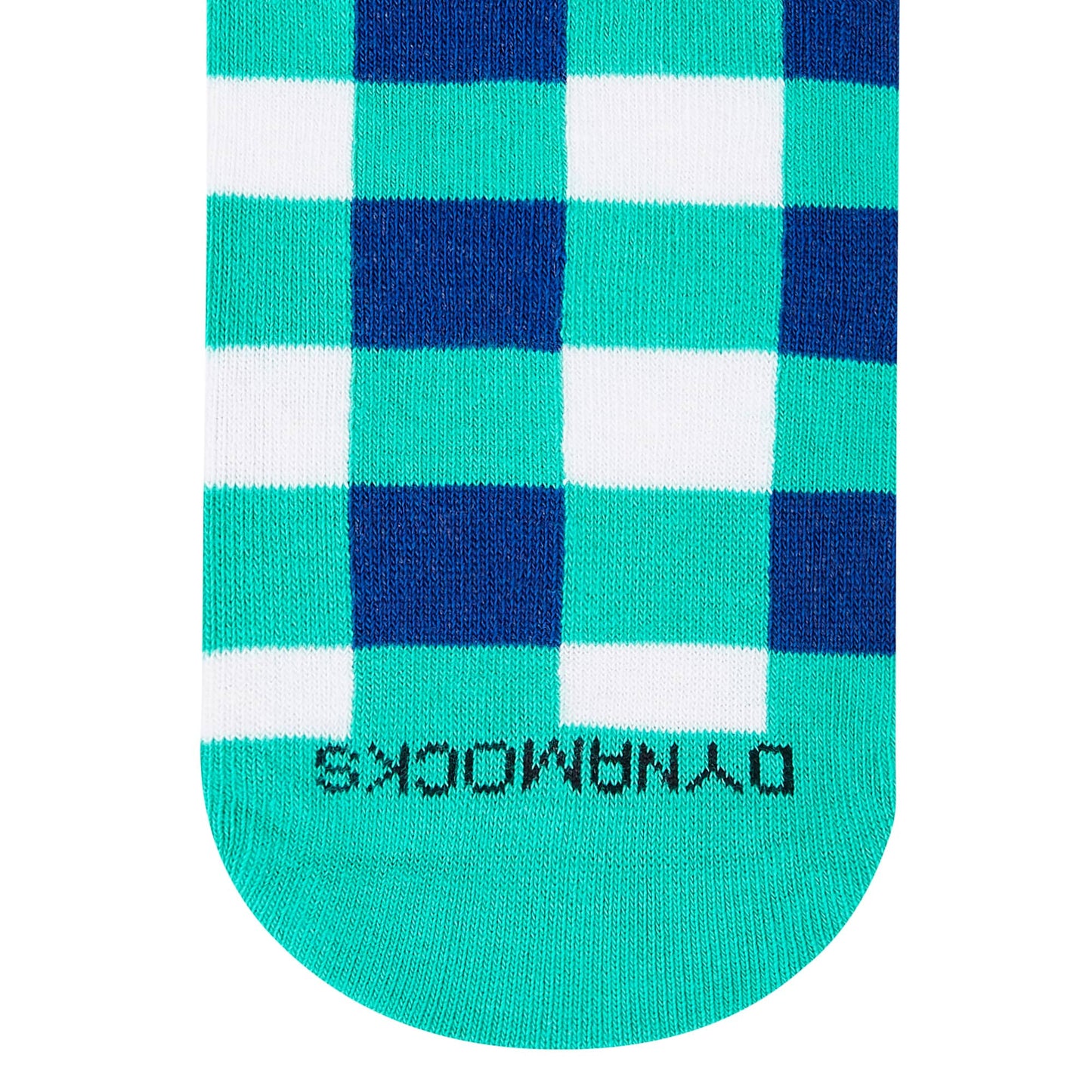 Sublime striped crew socks close up — turquoise white and navy — Dynamocks