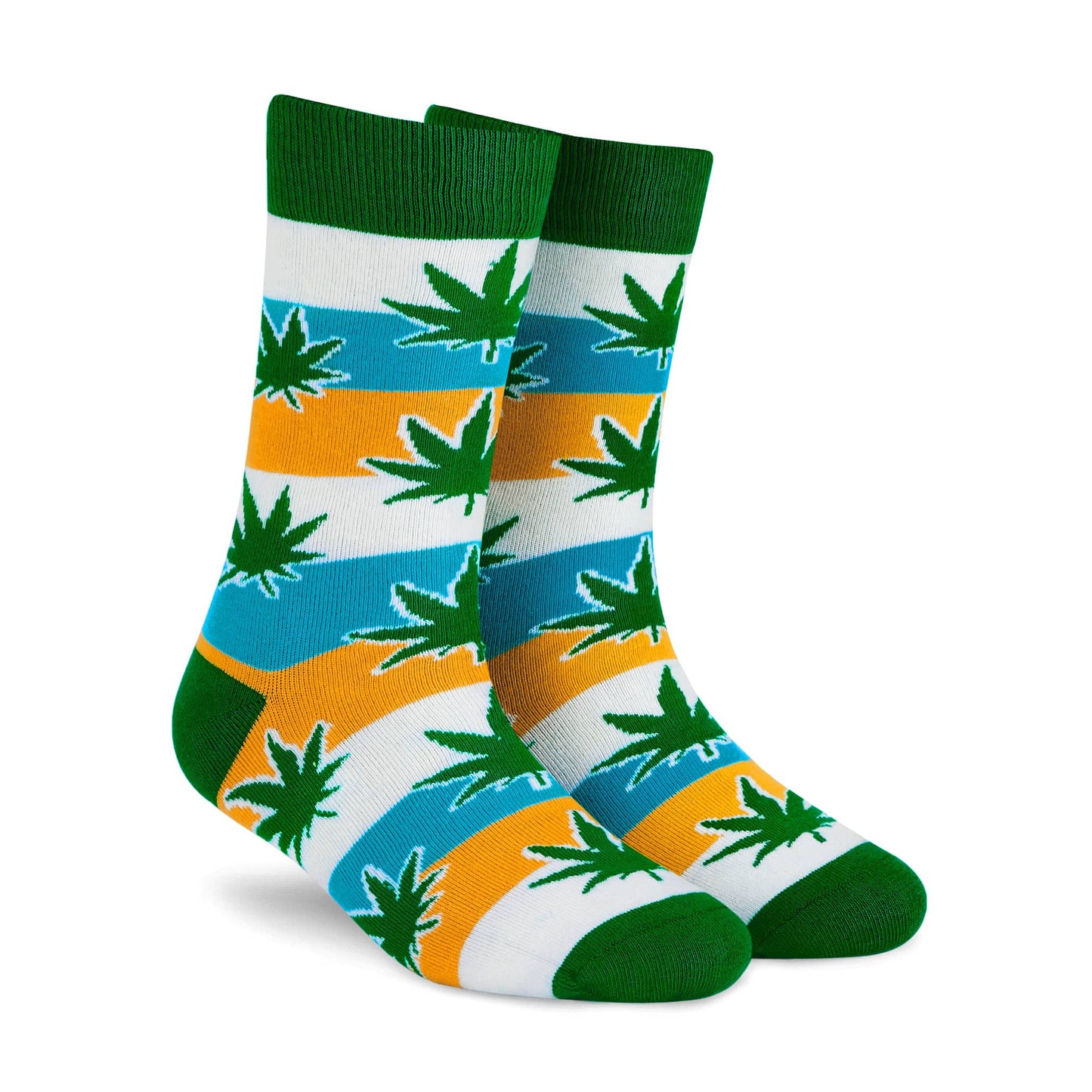 Dynamocks Happy Leaf Crew Length Socks for Men and Women.