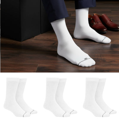 White Bamboo Crew Socks 3-Pack for Men & Women | Dynamocks