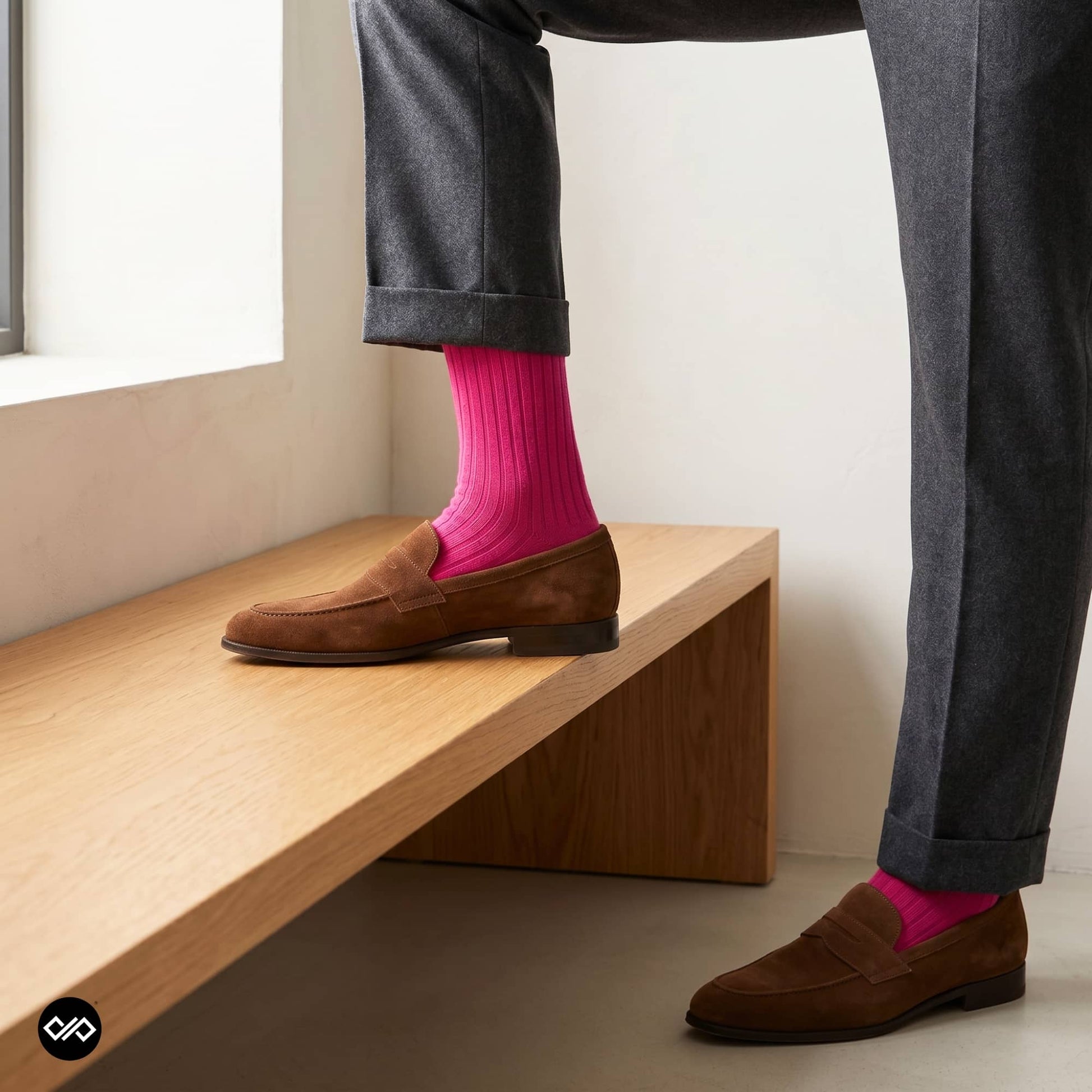Dynamocks prism pink crew length socks for men and women.