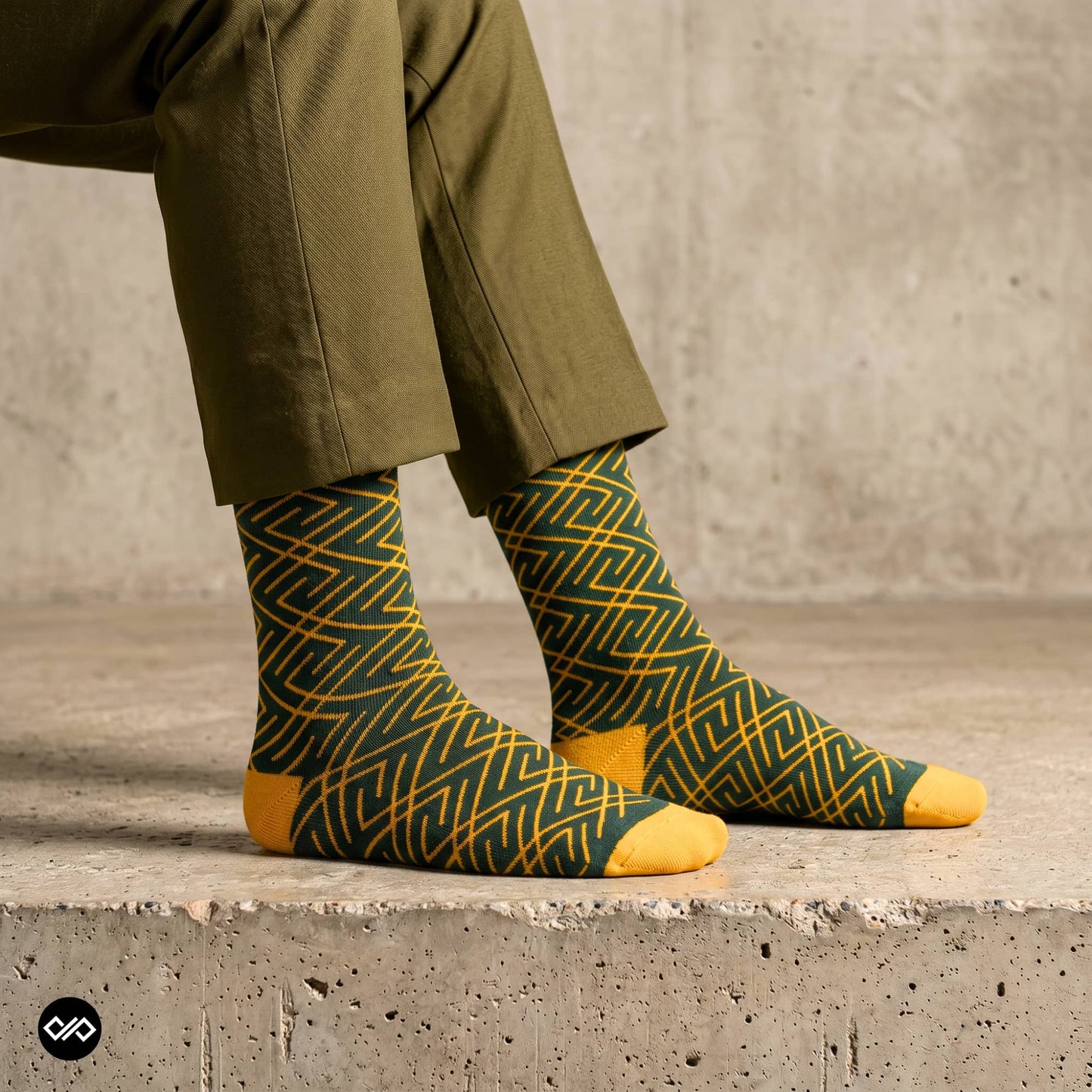 Ace crew socks with black formal trousers bold geometric design – Dynamocks