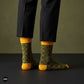 Ace green and mustard geometric crew socks for men and women – Dynamocks