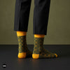 Ace green and mustard geometric crew socks for men and women – Dynamocks