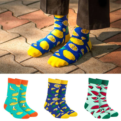 Fruit Print Crew Socks for Men & Women – Pack of 3