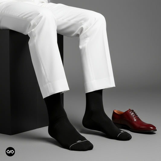 Dynamocks Bamboo Solid Black Crew length socks for Men and Women.
