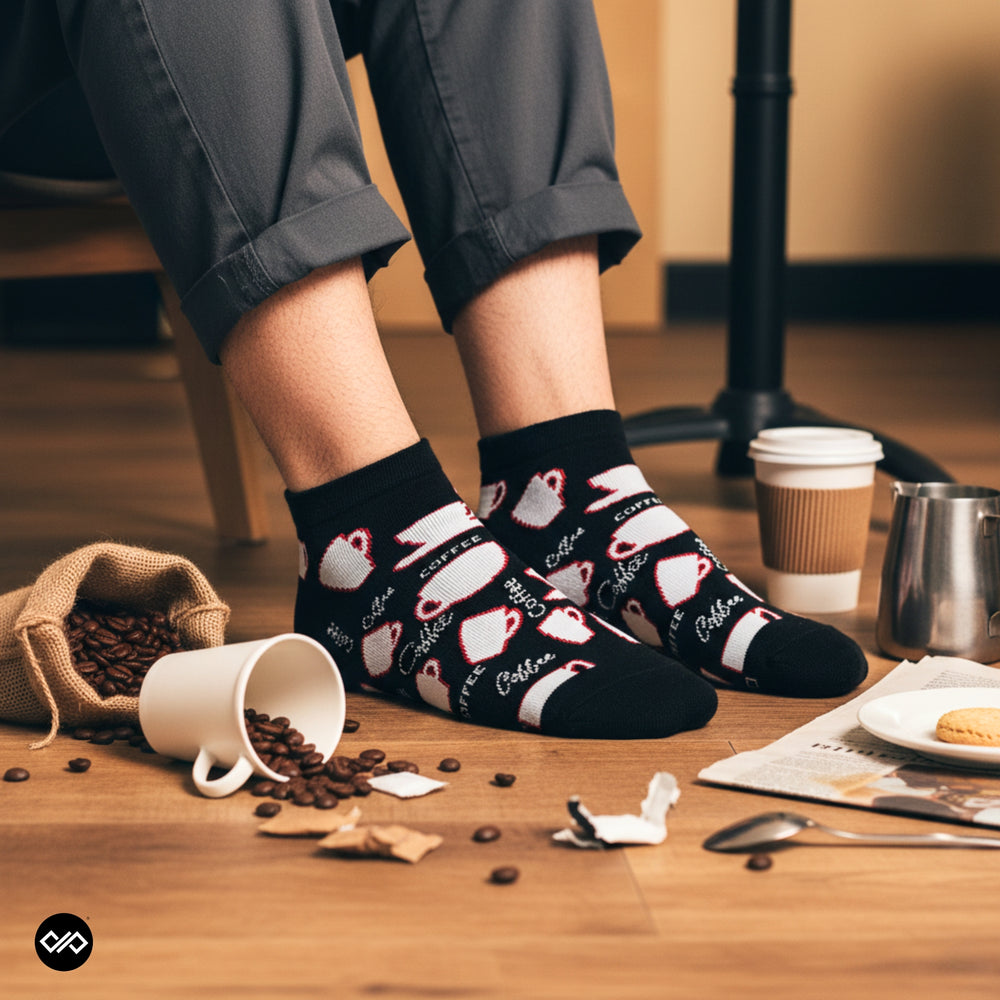 Dynamocks Coffee Cup Low Ankle Length Socks for Men and Women.