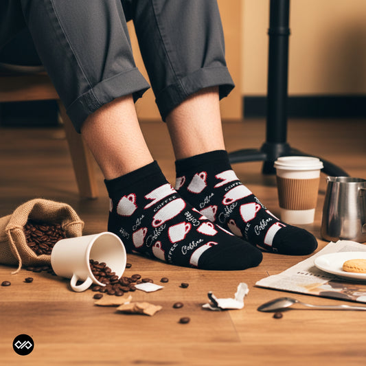 Dynamocks Coffee Cup Low Ankle Length Socks for Men and Women.