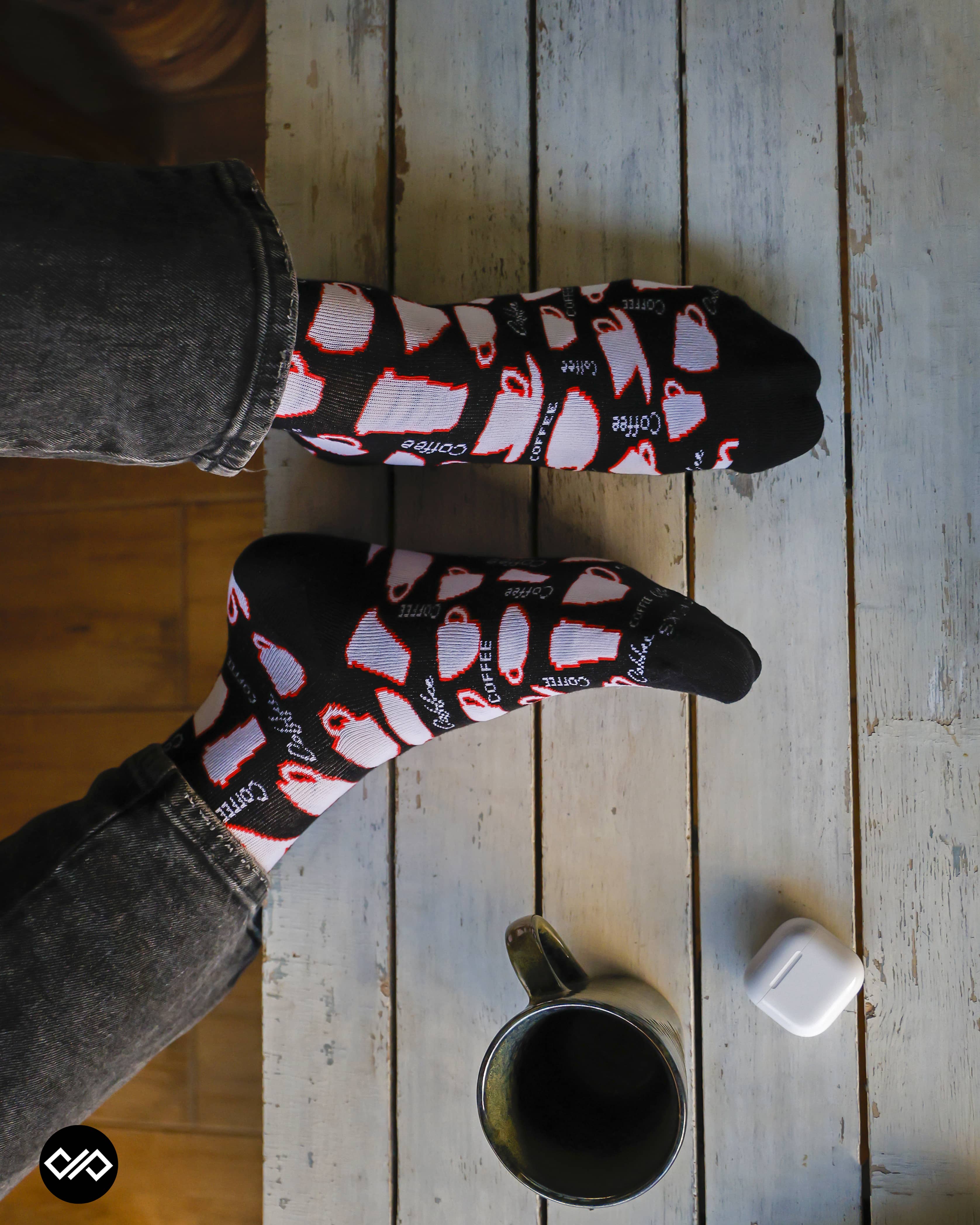 Dynamocks Black Coffee Crew Length Socks for Men and Women.
