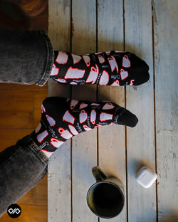 Dynamocks Black Coffee Crew Length Socks for Men and Women.