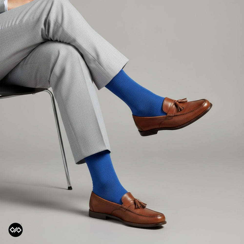 Dynamocks Bamboo Solid Royal Blue Crew length socks for Men and Women.