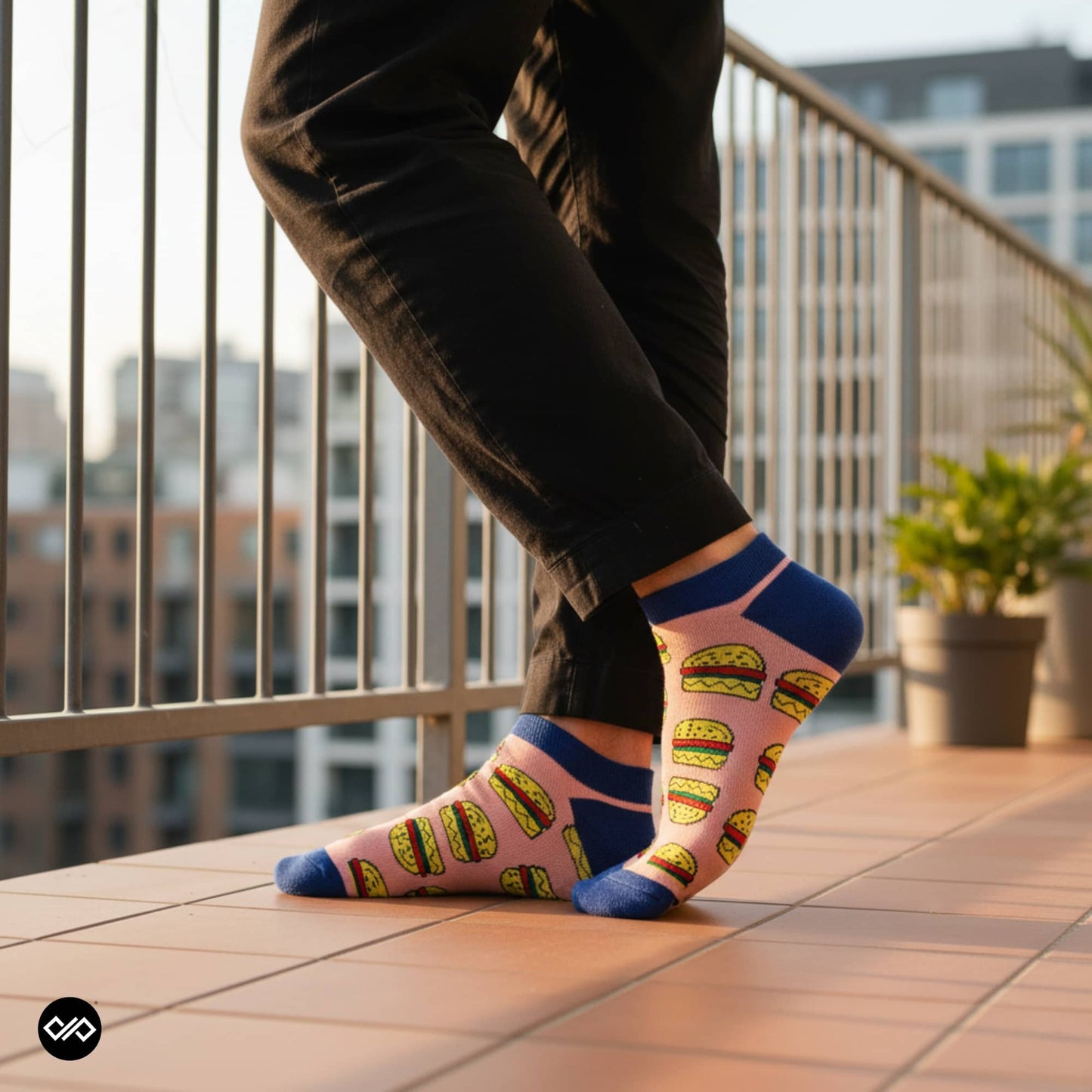 Dynamocks Burger Low Ankle Length Socks for Men and Women.