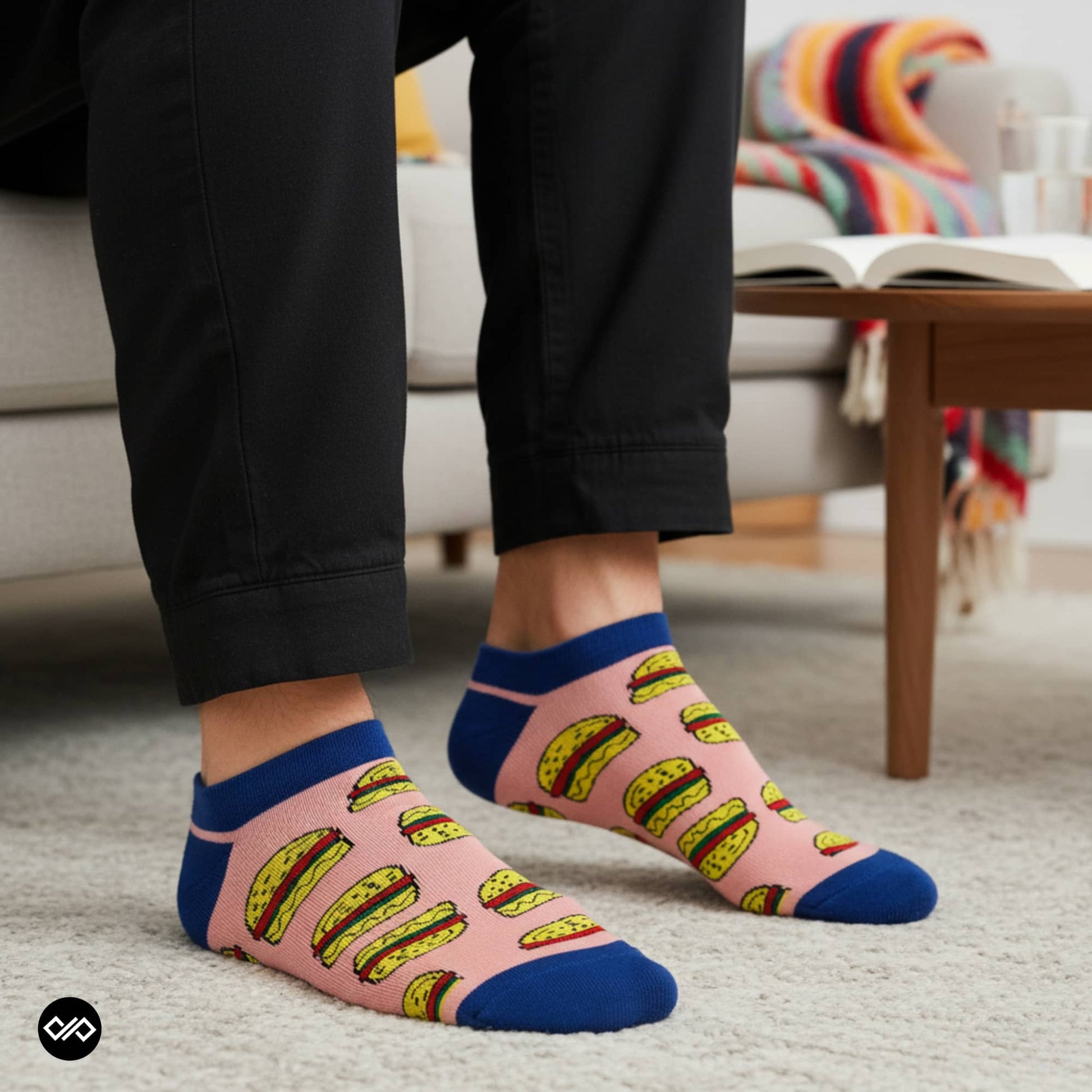 Dynamocks Burger Low Ankle Length Socks for Men and Women.