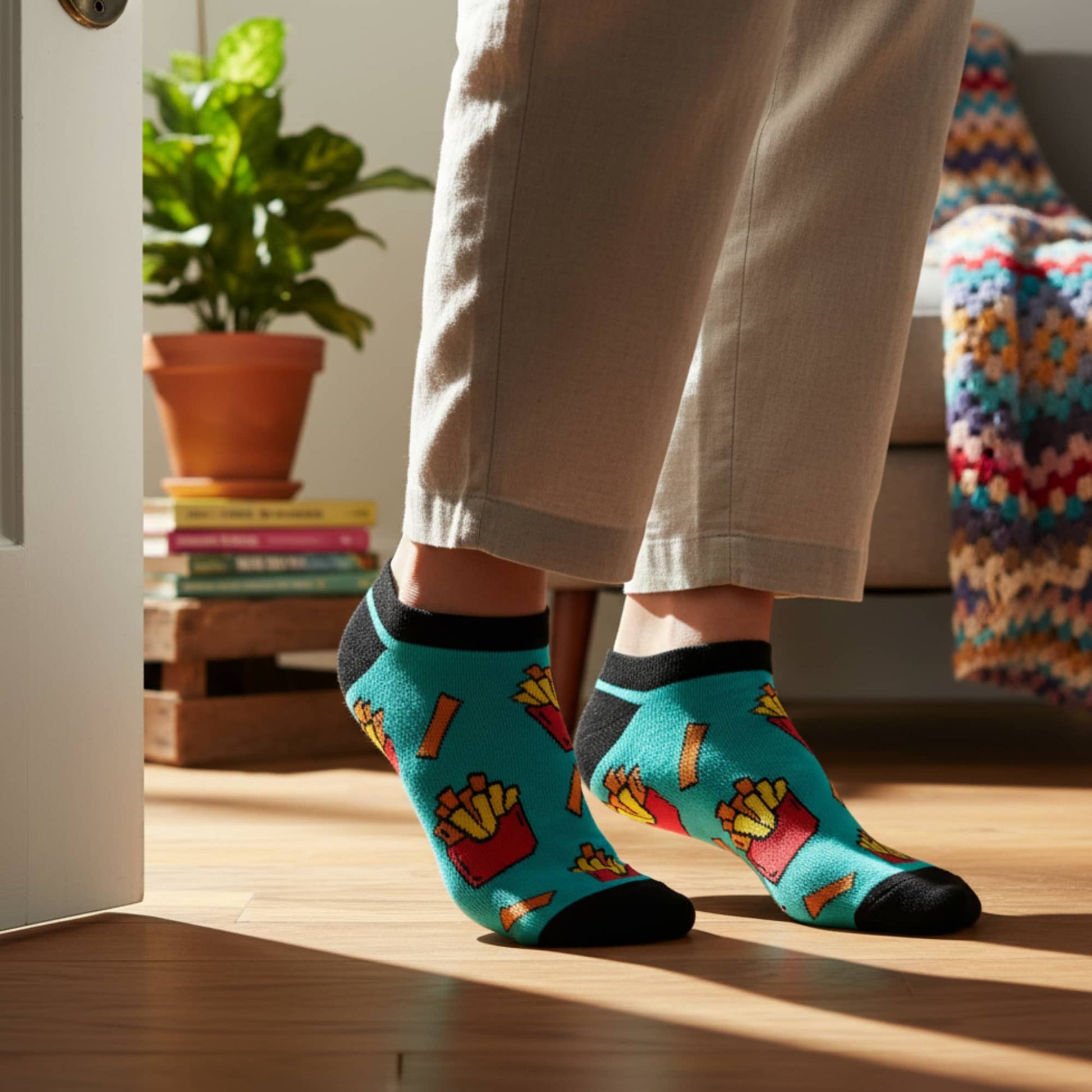 Dynamocks French Fries Low Ankle Length Socks for Men and Women.