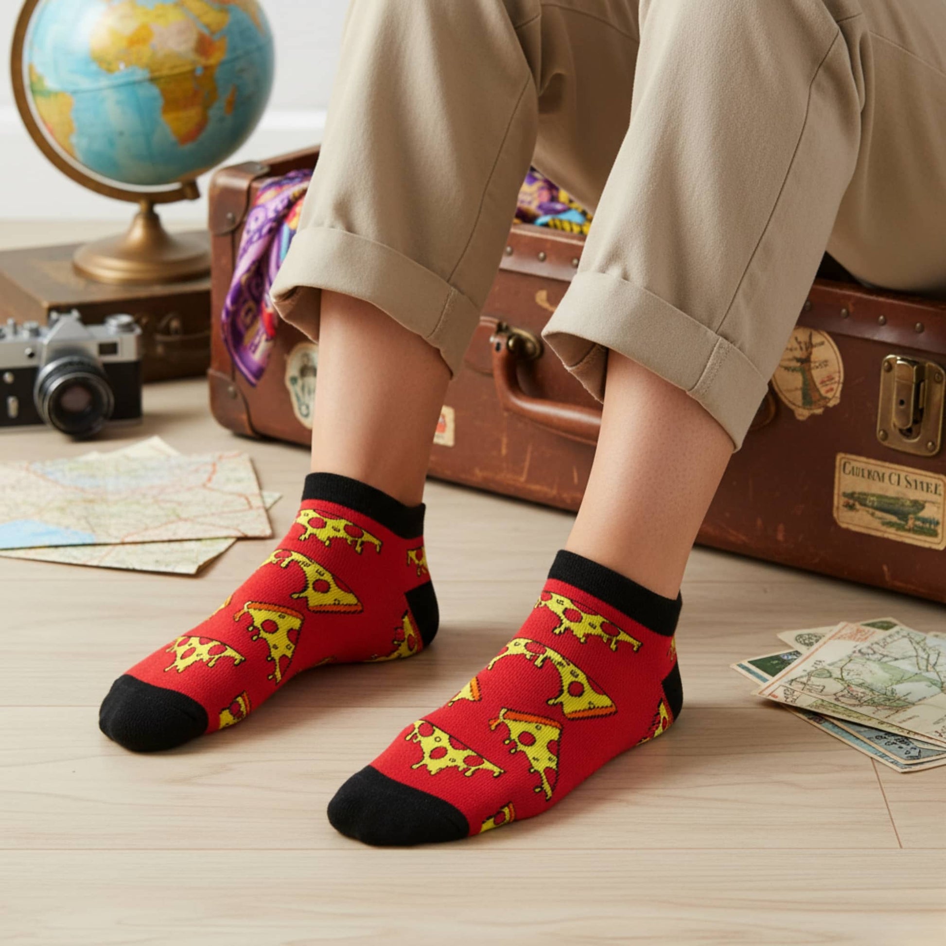 Dynamocks Pizza Low Ankle Length Socks for Men and Women.