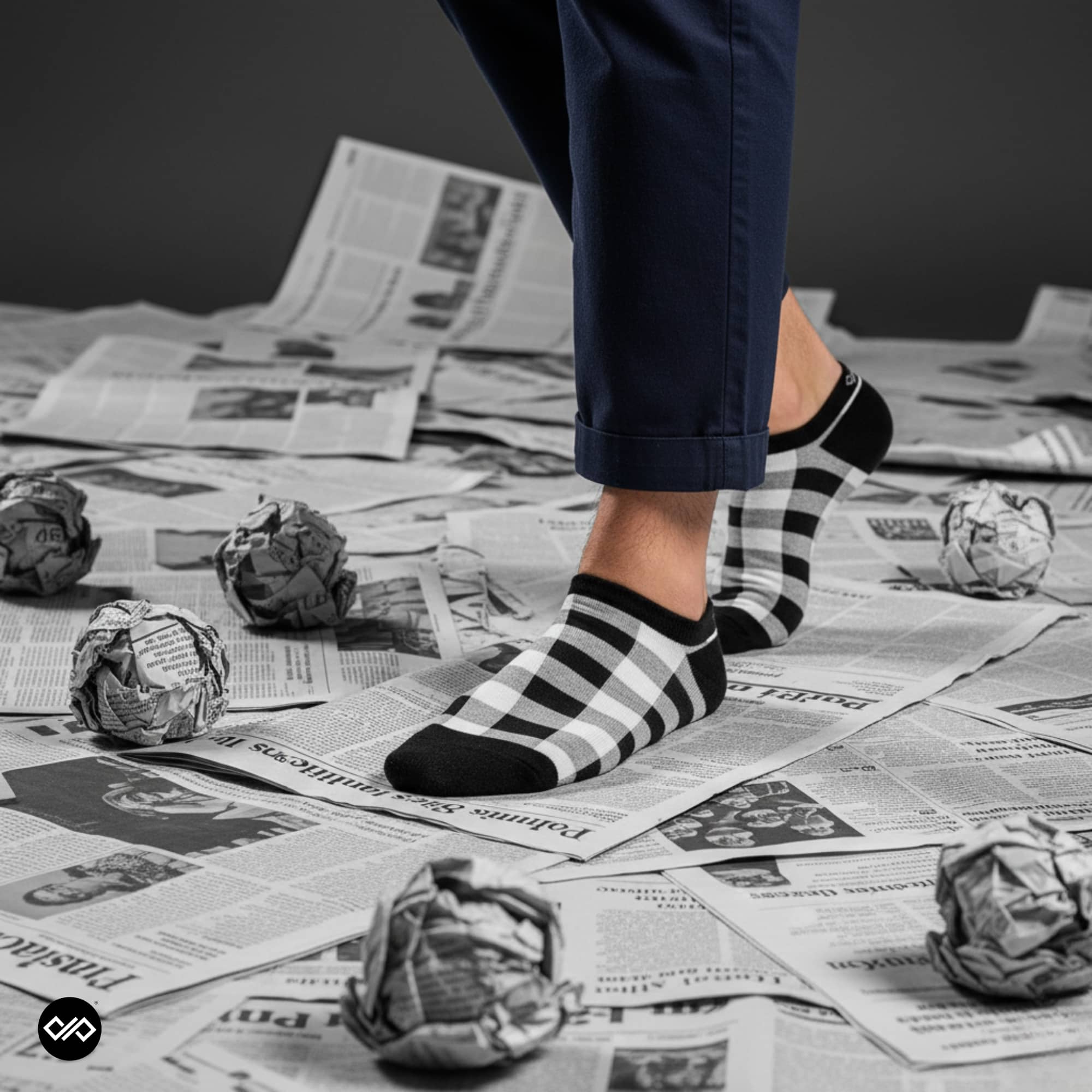Dynamocks Sublime Black and White Low Ankle Length Socks for Men and Women.