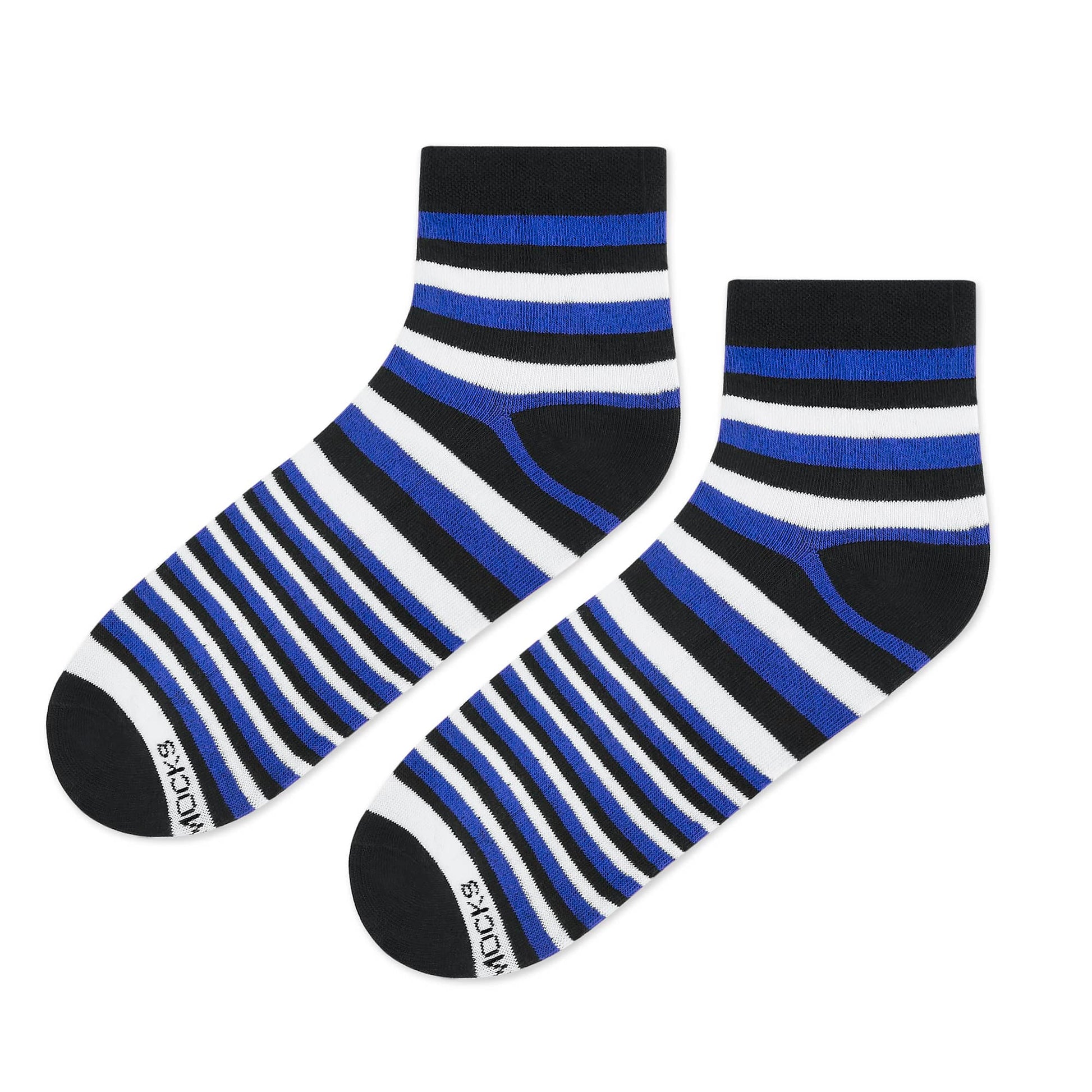 Dynamocks Stripes X Blue Ankle Length Socks for Men and Women.