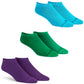 Dynamocks Low Ankle length Socks - Pack of 3 - For men and women - Purple + Green + Aqua