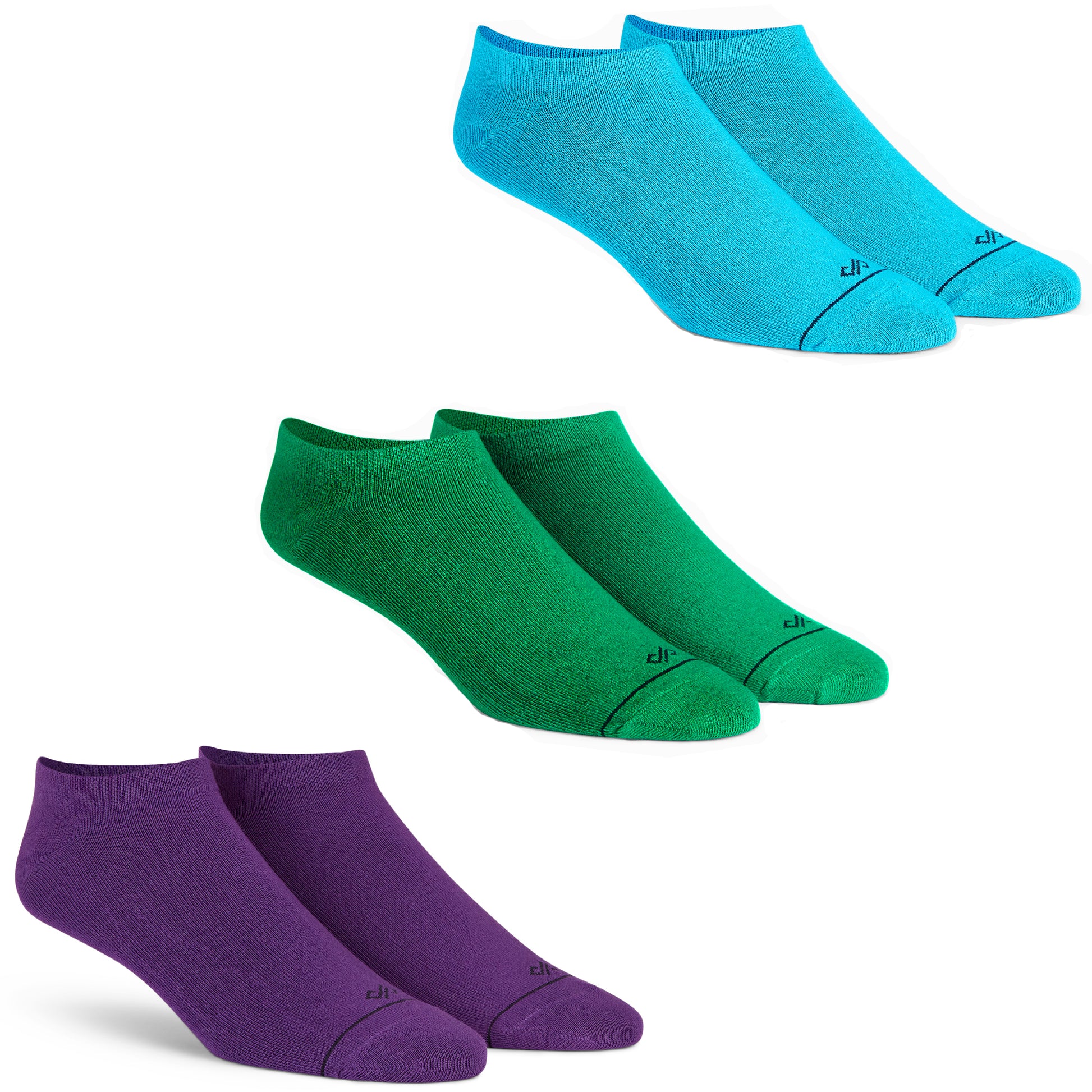 Dynamocks Low Ankle length Socks - Pack of 3 - For men and women - Purple + Green + Aqua