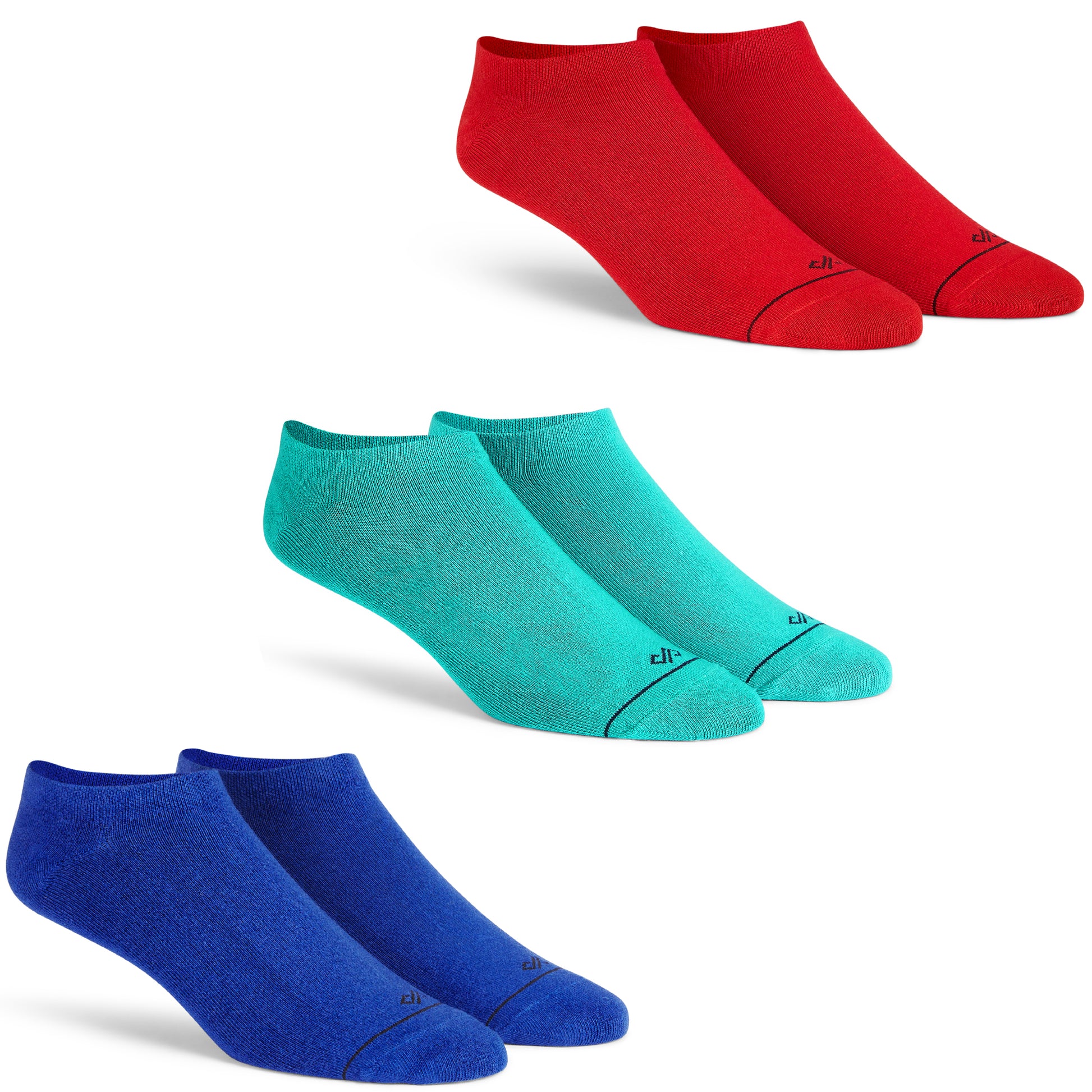 Dynamocks Low Ankle length Socks - Pack of 3 - For men and women - Red + Turquoise + Blue