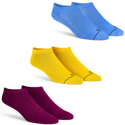 Minimal Luxe — Wine, Yellow & Blue Low Ankle Socks (Pack of 3)