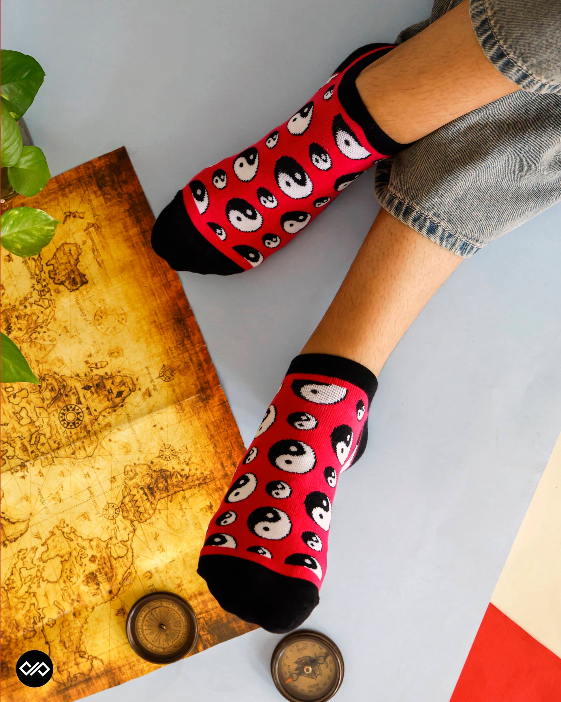 Dynamocks Yin Yang Low Ankle Length Socks for Men and women.