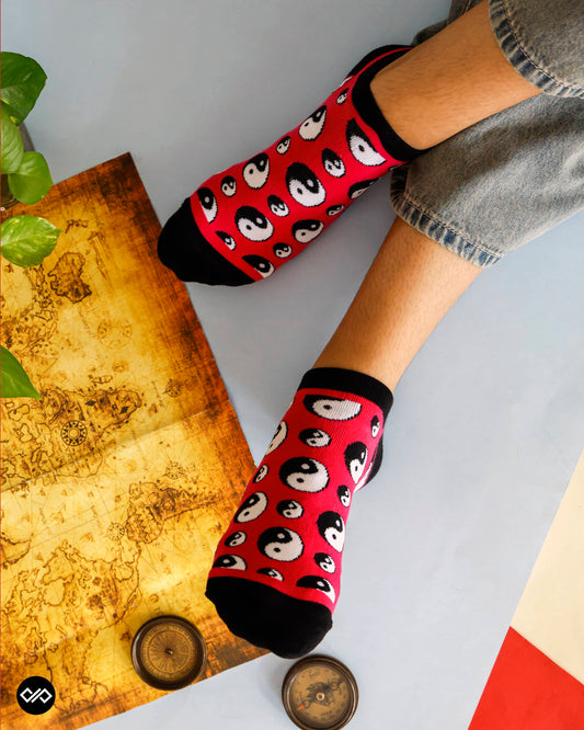 Dynamocks Yin Yang Low Ankle Length Socks for Men and women.