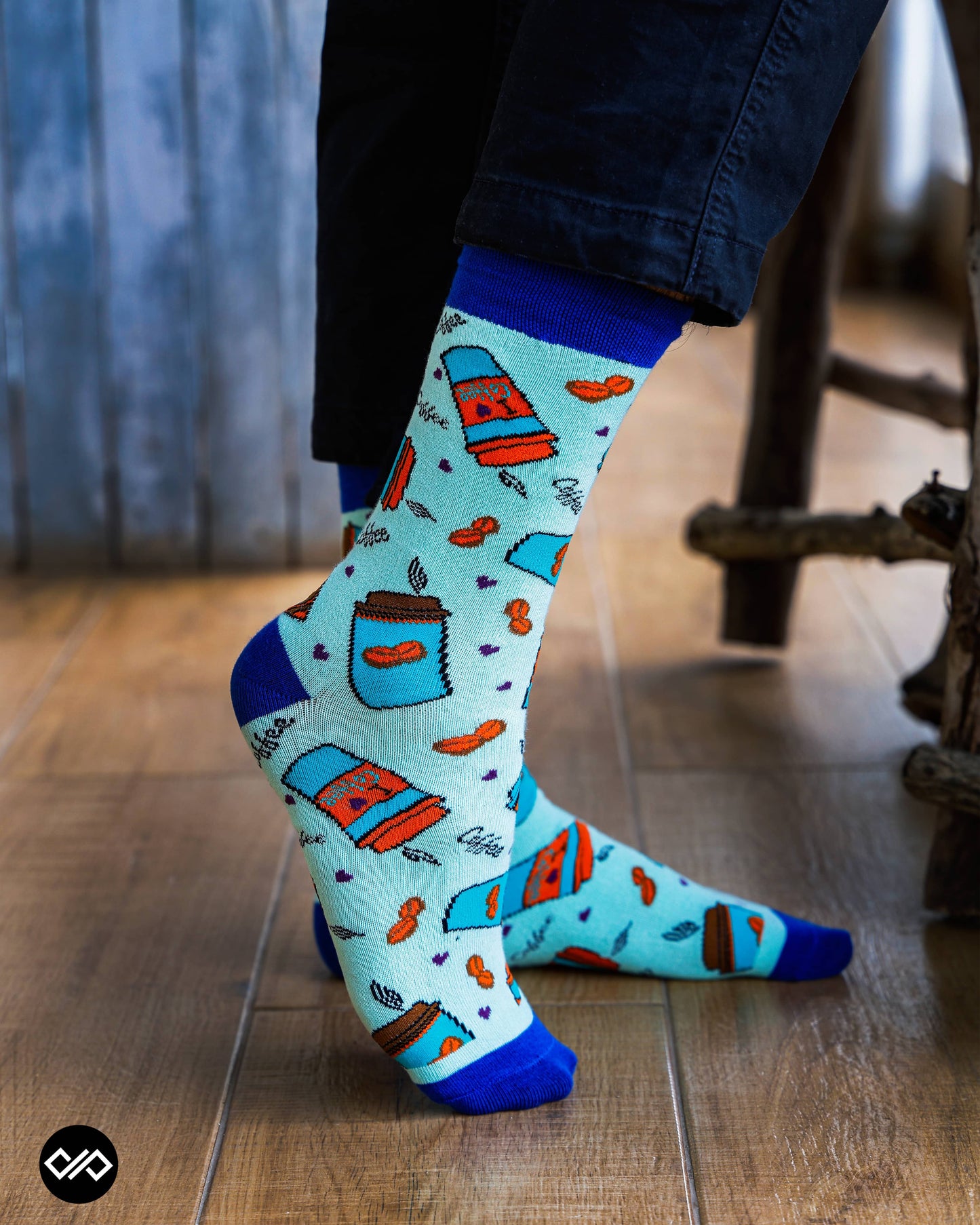 Dynamocks Coffee Cup Crew Length Socks for Men and Women.