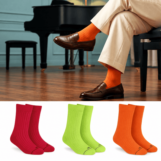 Colour Rush 3-pack crew socks in Neon Green, Red and Orange by Dynamocks