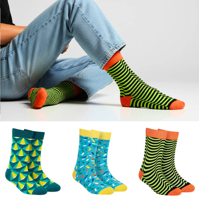 Vibrant Crew Socks 3-Pack | Combed Cotton | Dynamocks