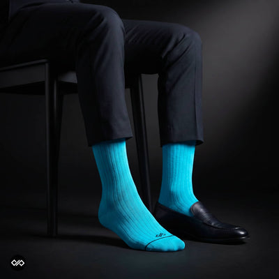Aqua Solid Crew Socks for Men & Women | Dynamocks