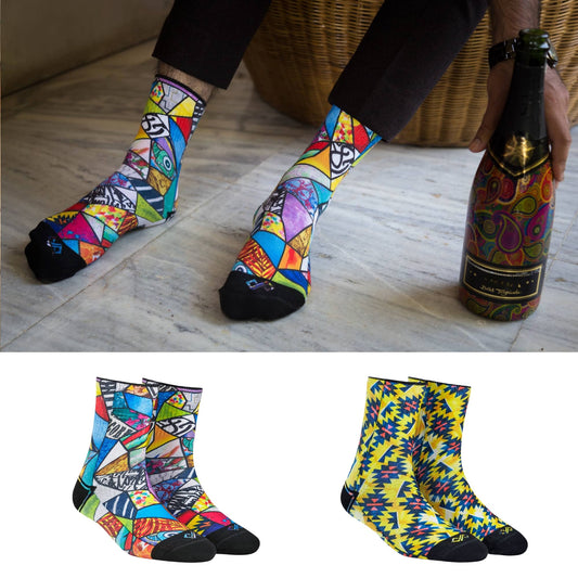Dynamocks Art Bomb + Tribal Ankle Length socks for Men and Women.