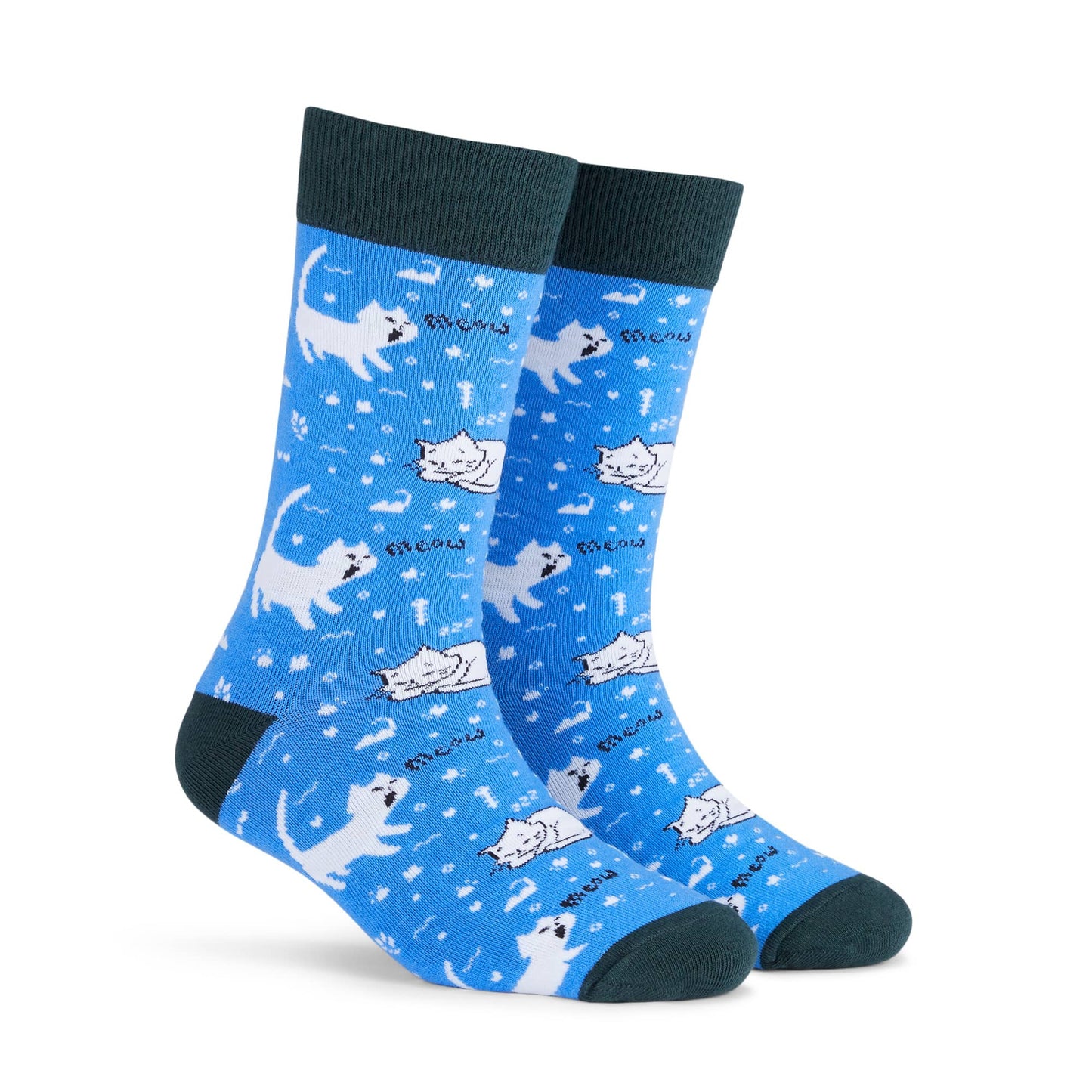 Dynamocks Blue Kitty Crew Length Socks for Men and Women.
