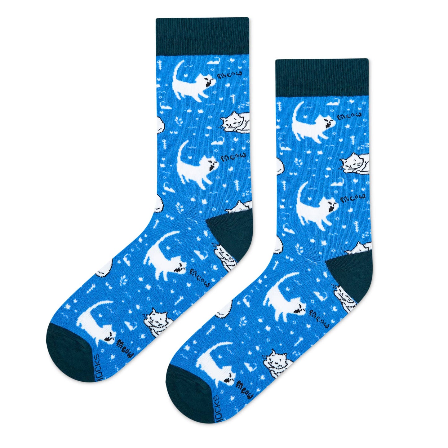Dynamocks Blue Kitty Crew Length Socks for Men and Women.