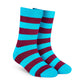 Bold Stripes Aqua and Wine crew length socks for men and women — Dynamocks - Right Angle