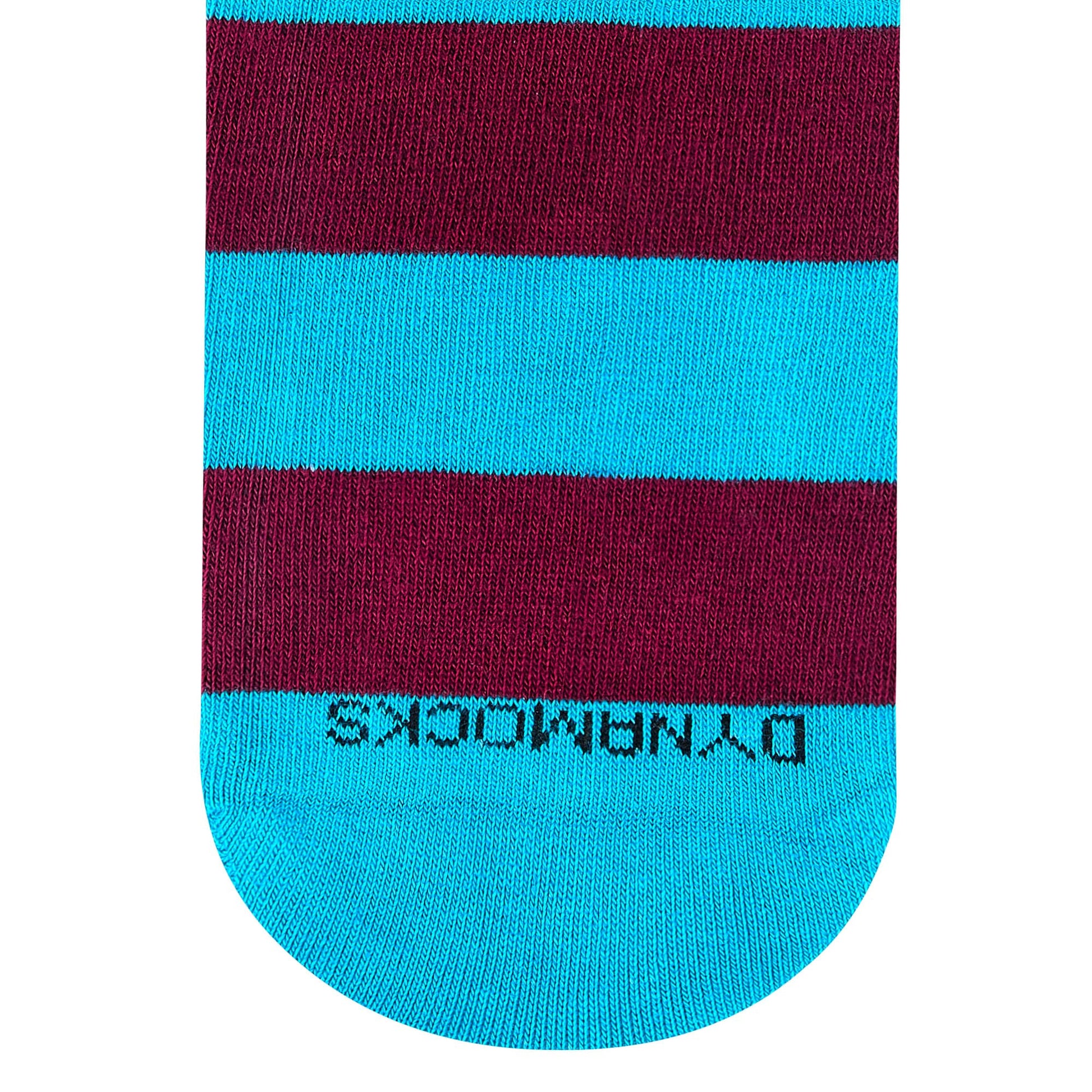 Bold Stripes Aqua and Wine crew length socks for men and women — Dynamocks - Closeup