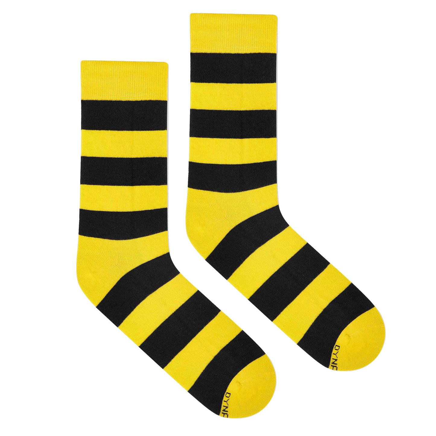 Yellow and black striped crew socks for men and women — Bold Stripes — Dynamocks India - Flat Right