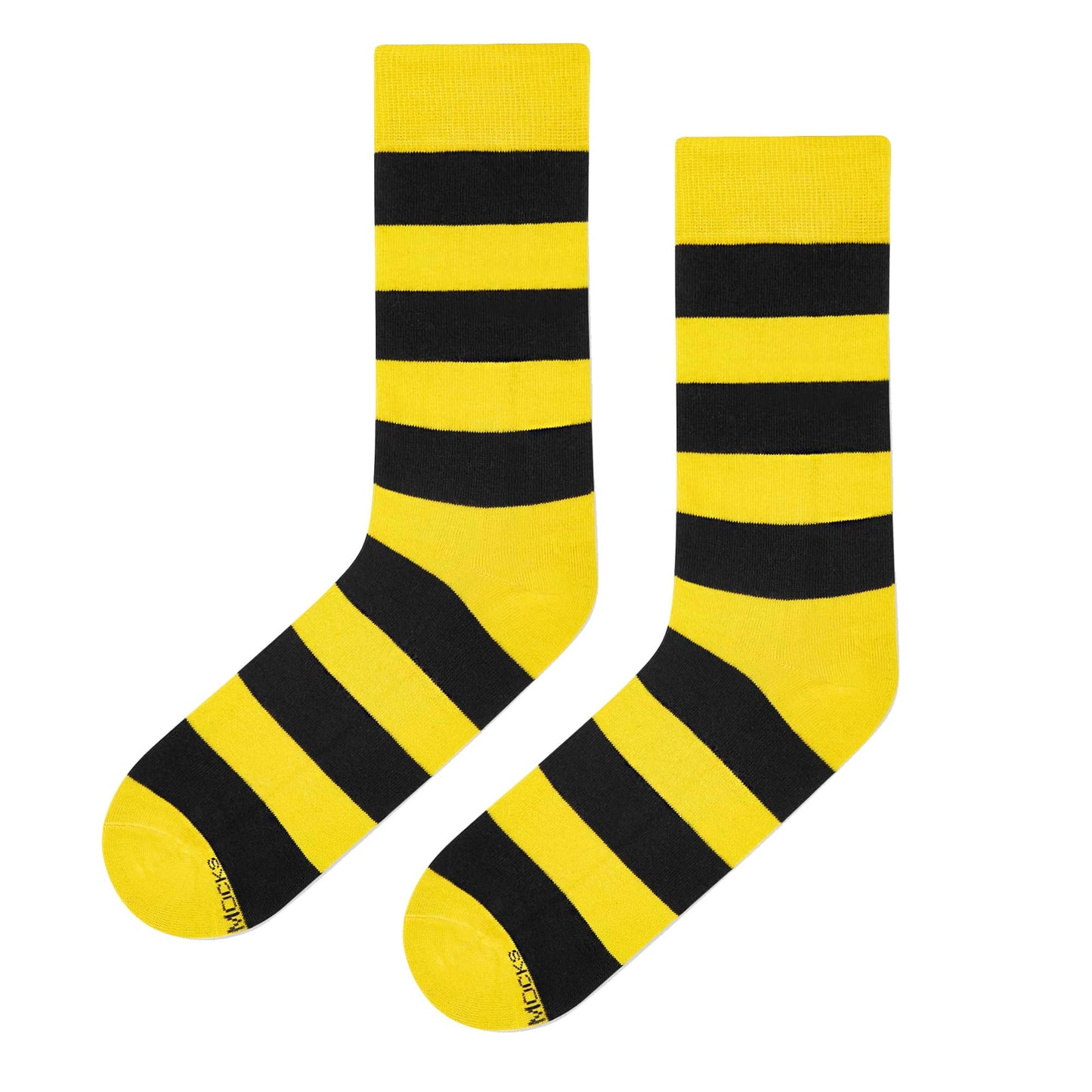 Yellow and black striped crew socks for men and women — Bold Stripes — Dynamocks India - Flat Left