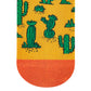 Cactus yellow crew socks with green cacti and orange cuff for men and women — Dynamocks - Closeup