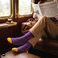 Classic formal crew socks worn with camel trousers on luxury train journey – Dynamocks
