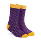 Classic formal crew socks for men and women purple with mustard foulard design – Dynamocks - Right Angle