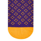 Classic formal crew socks for men and women purple with mustard foulard design – Dynamocks - Close up