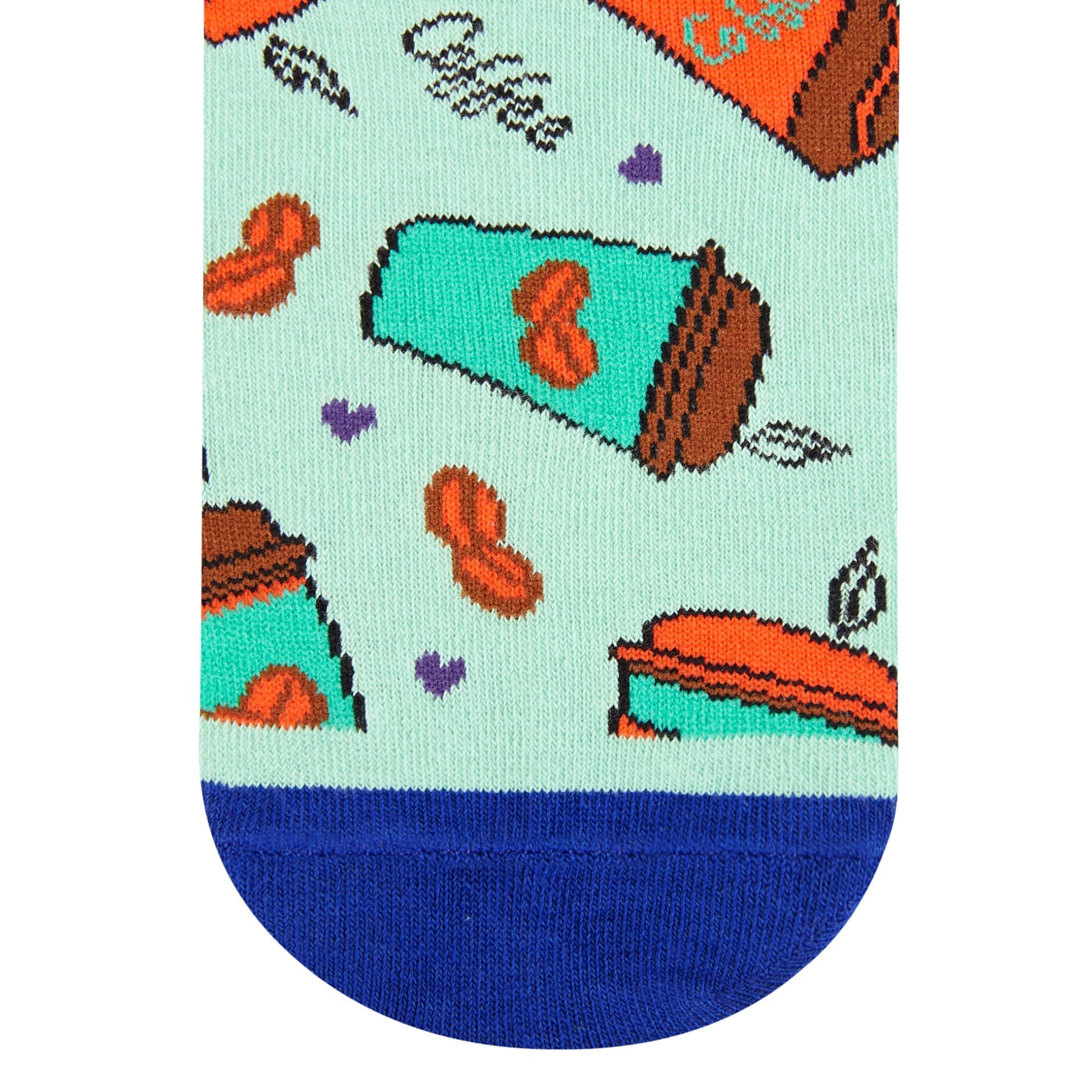Coffee Cup crew socks for men and women mint green with coffee cup design – Dynamocks - Closeup