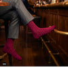 Maroon formal crew socks with grey trousers at a bar – Dots by Dynamocks