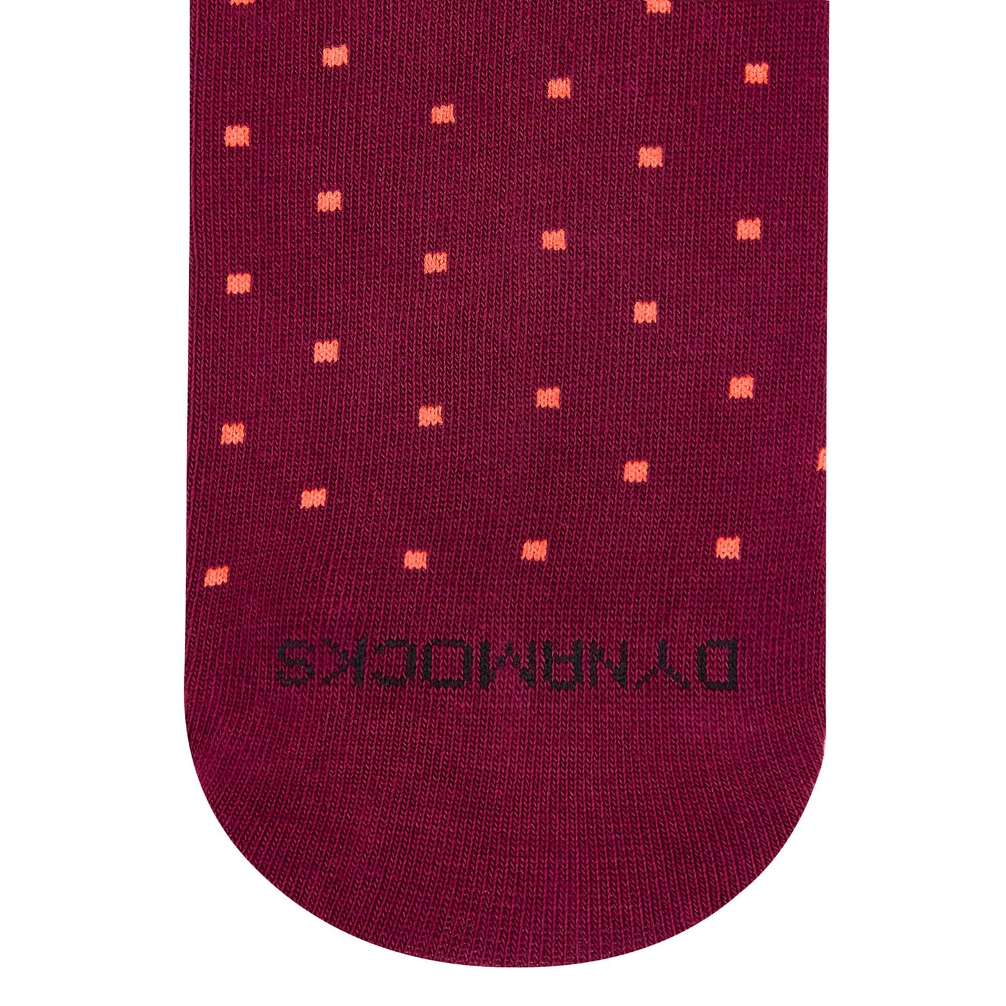 Maroon pin dot crew socks for men  Closeup view – Dynamocks
