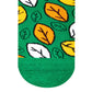 Fresh botanical leaf crew socks on green with yellow, orange and white leaves — Dynamocks India - Closeup