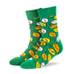 Fresh botanical leaf crew socks on green with yellow, orange and white leaves — Dynamocks India