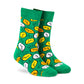 Fresh botanical leaf crew socks on green with yellow, orange and white leaves — Dynamocks India