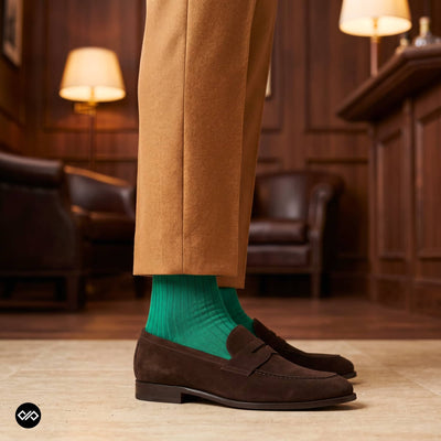 Solid Green Cotton Crew Socks for Men & Women | Dynamocks